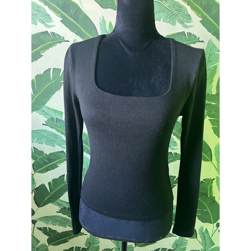 Active USA Square Neck Top Women Medium Black